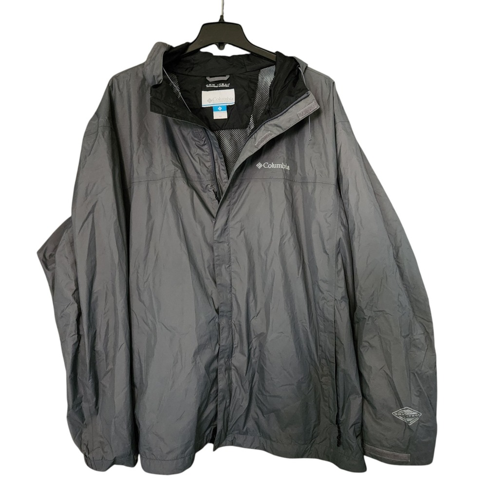 Columbia Rain Jacket Mens 4X Omni Tech Hooded Windbreaker Gorpcore Gray